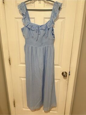 American Eagle Outfitters Light Blue Eyelet Ruffle Sundress